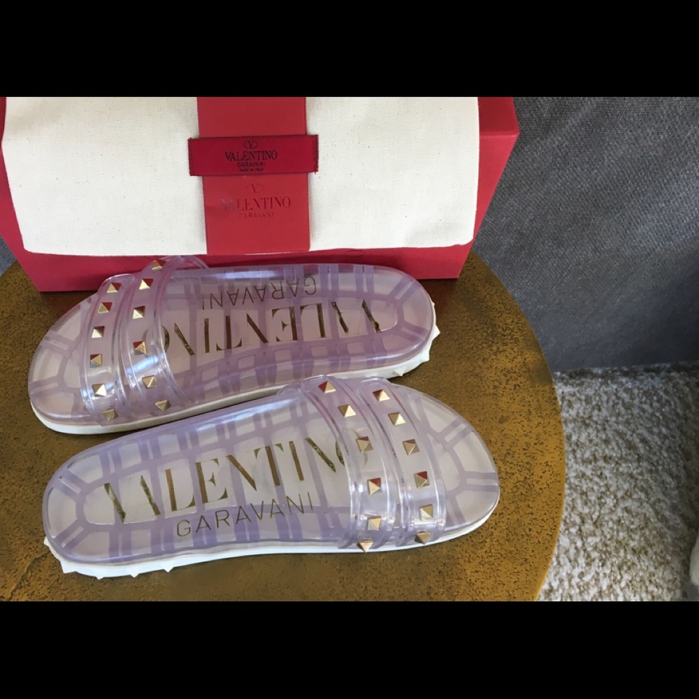 Valentino Rockstud Rubber Slides